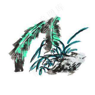 水墨夏天芭蕉树手绘插画