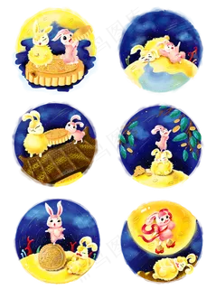 中秋节玉兔赏月月桂树月饼