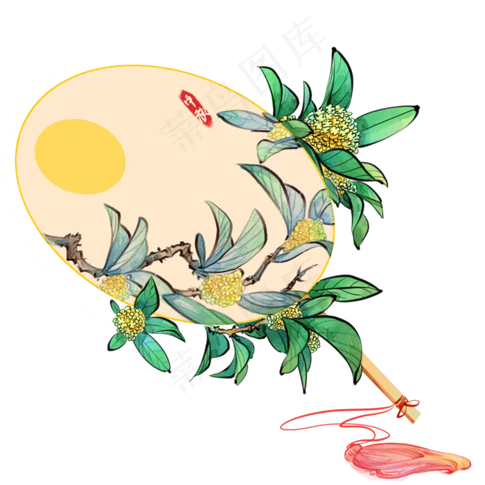 中秋节古风扇子元素(3000X3000(DPI:300))psd模版下载