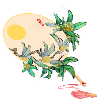 中秋节古风扇子元素