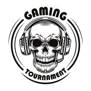 黑白头骨在耳机矢量图。职业玩家的老把戏