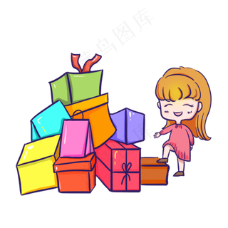 双十一粉色系女孩收到礼物png