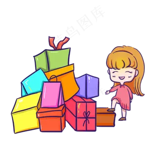 双十一粉色系女孩收到礼物png