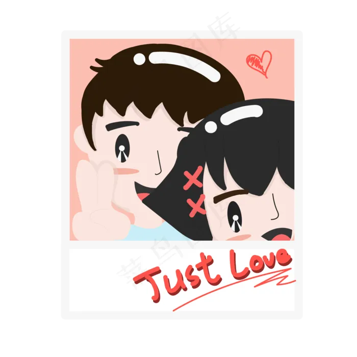 七夕情人节相片情人节卡通情侣大(2000X2000(DPI:300))ai矢量模版下载