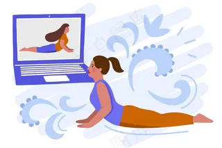 在线瑜伽课程概念