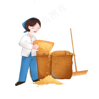 秋季丰收筛粮食的女人