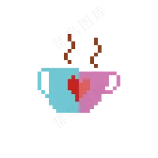 七夕情人节情侣杯像素画