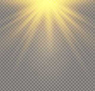 阳光一种半透明的特殊光效果。阳光透明背景。在光芒中模糊。