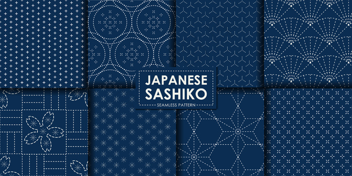 日本sashiko无缝图案系列eps,ai矢量模版下载