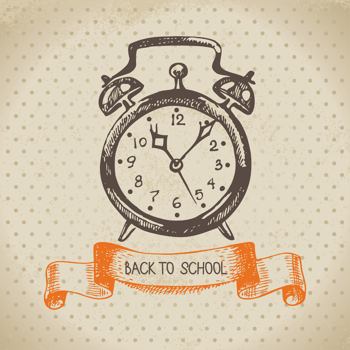 复古矢量背景与手绘回到学校插图