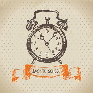 复古矢量背景与手绘回到学校插图