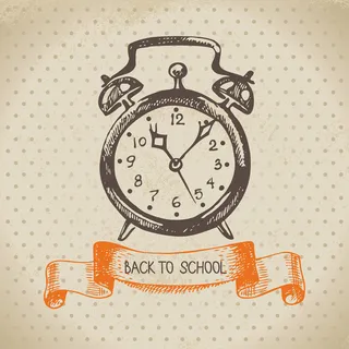 复古矢量背景与手绘回到学校插图