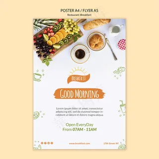 早安餐厅海报模板