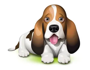 巴吉度猎犬小狗伸出他的舌头