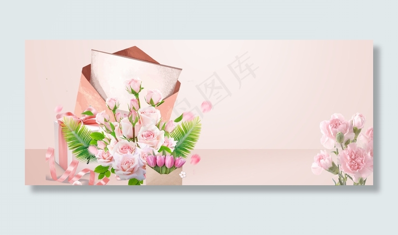 教师节康乃馨文艺清新Banner海报背景
