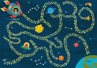 你能帮助宇航员为孩子们丰富地球矢量迷宫游戏吗