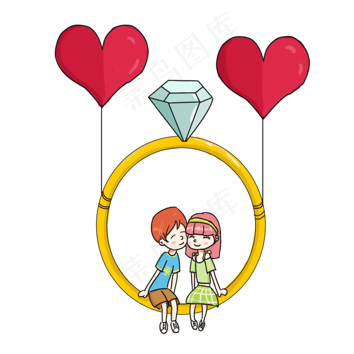 七夕情人节钻戒插画