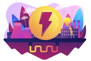 生态友好的地热可再生能源工厂和灯泡。地热能、可再生能源、增强型地热系统概念。