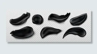 透明背景上分离的黑木炭奶油色样本