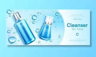 护肤面部化妆品瓶横幅banner