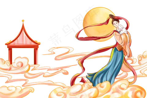 手绘国潮风嫦娥奔月