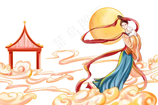 手绘国潮风嫦娥奔月