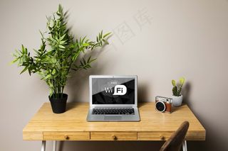 带免费wifi概念的笔记本电脑模型样机