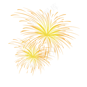 黄色烟花素描中秋国庆