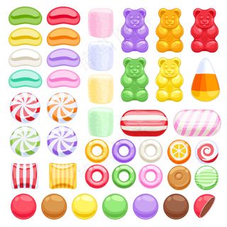 一套不同的糖果。什锦糖果。