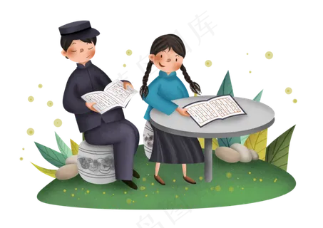 民国风看书的学生