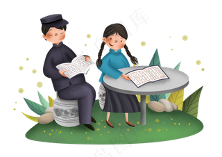 民国风看书的学生