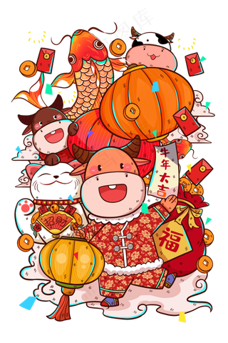 2021牛年小牛灯笼