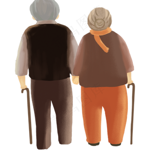 卡头老年人收牵着手