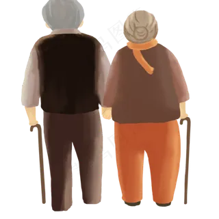 卡头老年人收牵着手