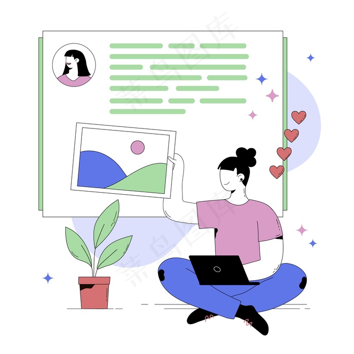 创建社交媒体帖子的人的抽象说明eps,ai矢量模版下载