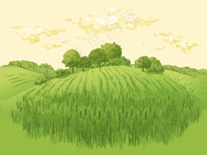 田园风光麦田插画
