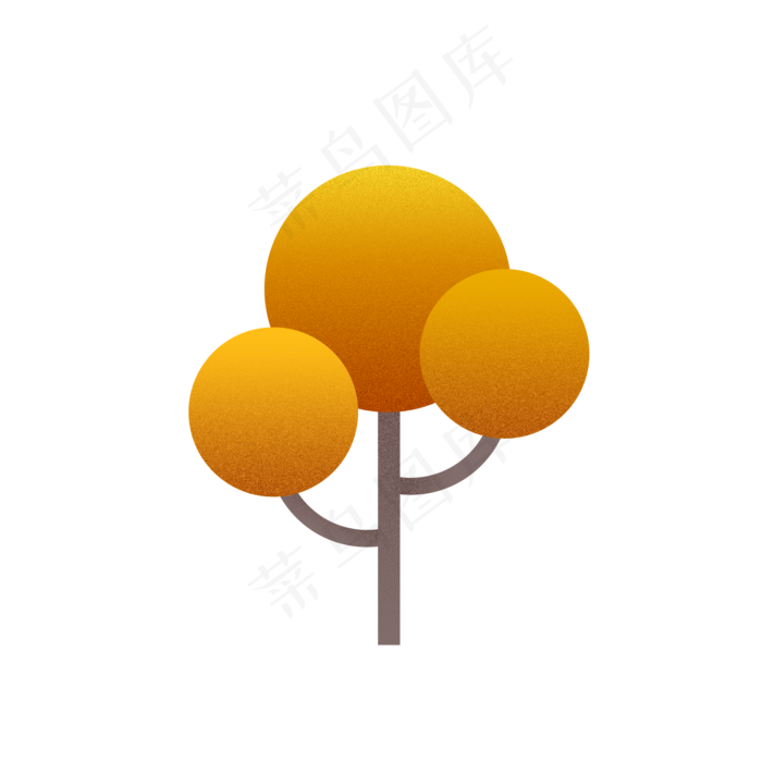 植物元素秋天树木扁平枯黄噪点黄