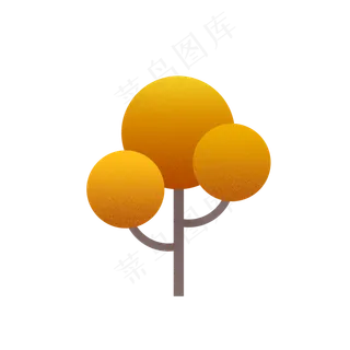 植物元素秋天树木扁平枯黄噪点黄