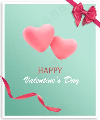 情人节爱心气球粉绿装饰