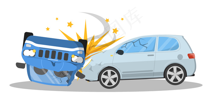 车祸。路上的汽车坏了，情况紧急。损坏的汽车。插图eps,ai矢量模版下载