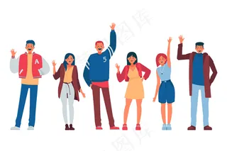 人们挥手示意图的概念