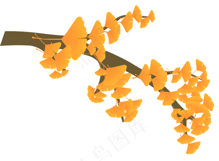 秋天的金黄色银杏叶(5549*4094px 300 dpi )ai矢量模版下载