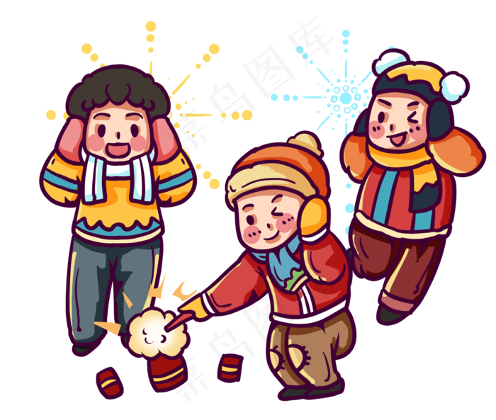 小孩子新年玩鞭炮