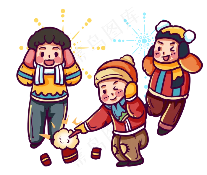 小孩子新年玩鞭炮(2360X2000(DPI:72))psd模版下载