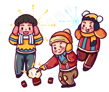 小孩子新年玩鞭炮