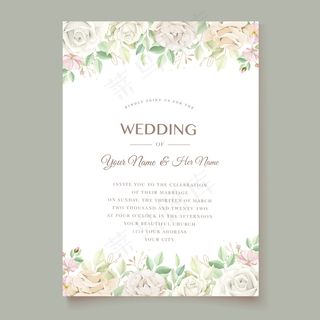软绿色花卉婚礼请柬套装