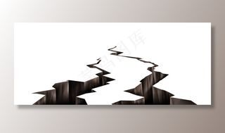 地面裂缝，地震裂洞，废墟表面破碎纹理。