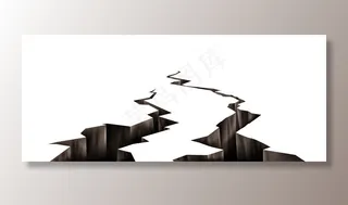 地面裂缝，地震裂洞，废墟表面破碎纹理。