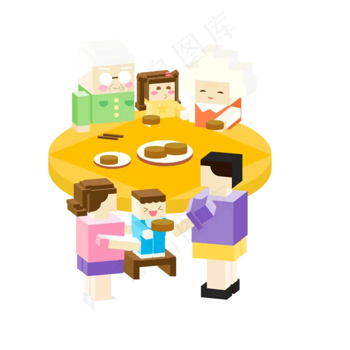 矢量中秋节一家人团聚(2000X2000(DPI:150))ai矢量模版下载