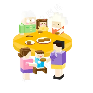 矢量中秋节一家人团聚